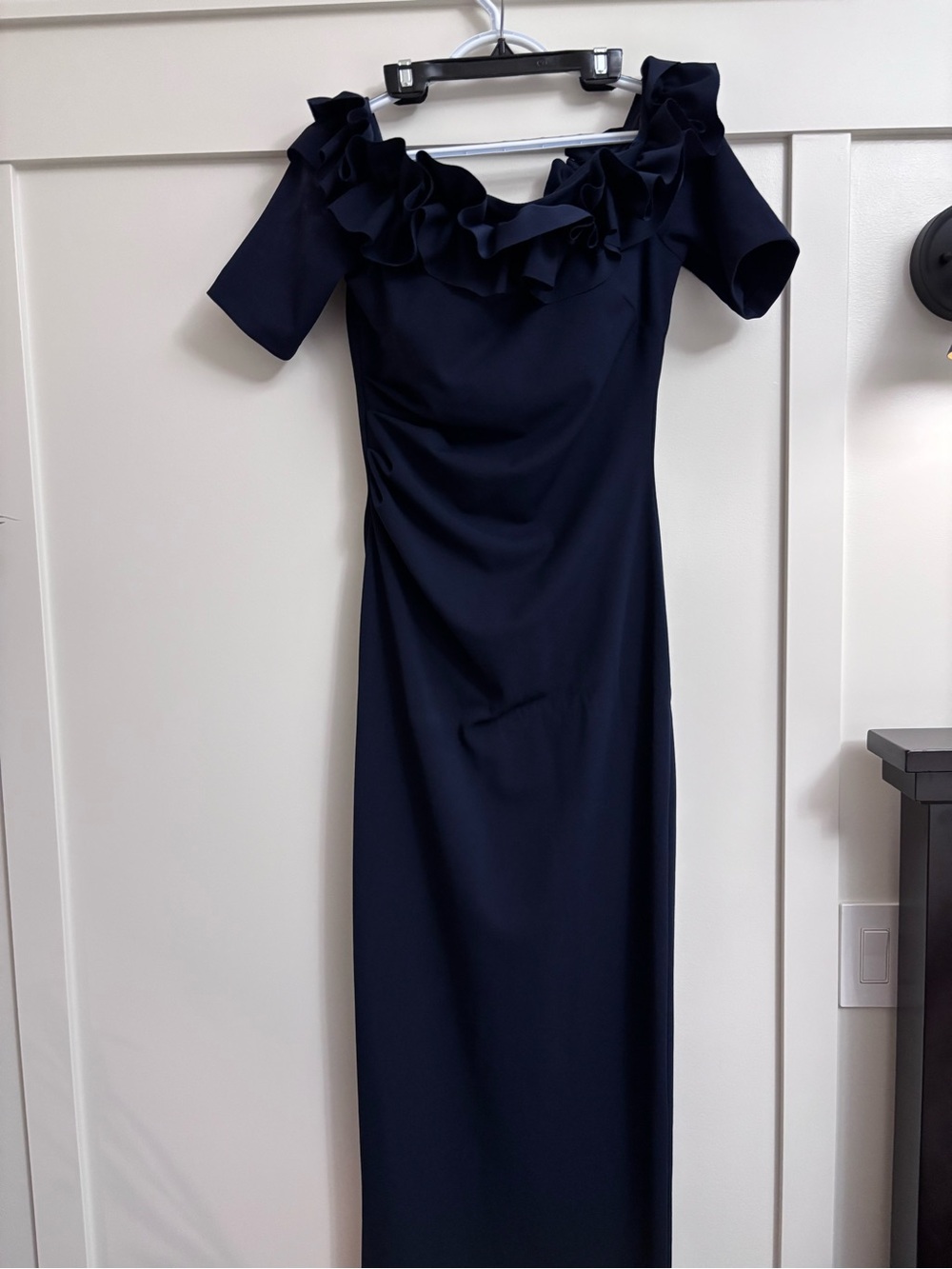 Navy Off-Shoulder Ruffle Dress - Picture 4 of 4
